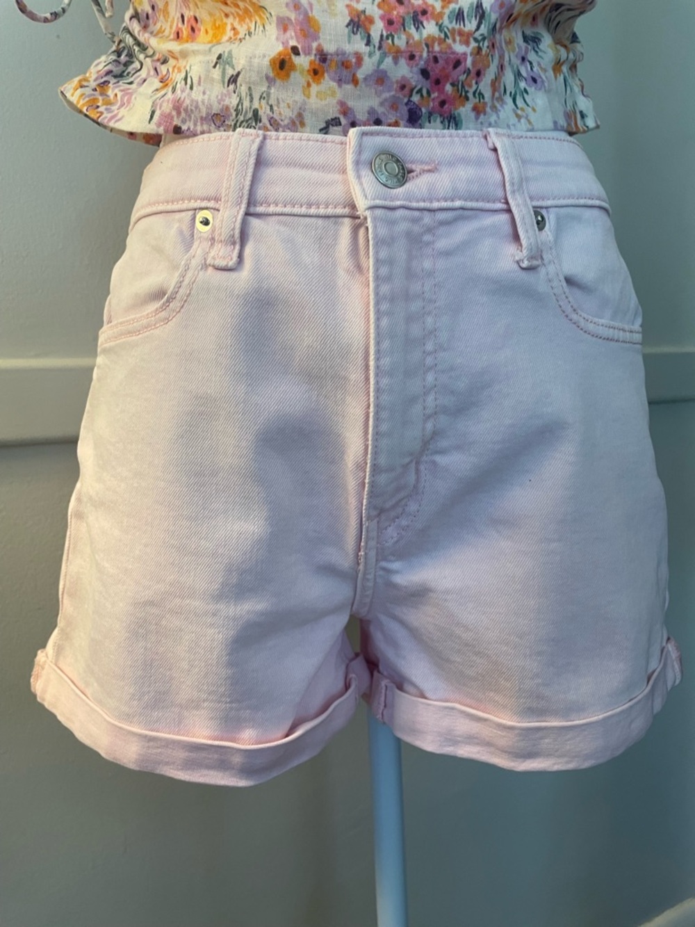 wild fable Light Pink High-Rise Denim Shorts